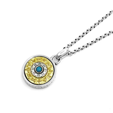 Zodiac Wheel Astrological spinner Pendant Necklace