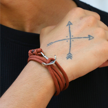Nautical Rope Anchor Wrap Bracelet in Brown