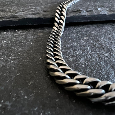 Men's 8mm oxidized Cuban chain in Stainless Steel.