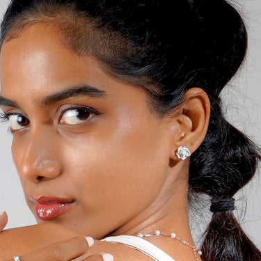 Floral Pearl enamel top Earirngs