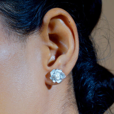 Floral Pearl enamel top Earirngs