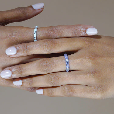 Floral diamond band in Purple enamel