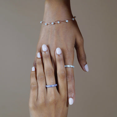 Floral diamond band in Purple enamel