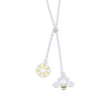 Floral Bee enamel Chain earing set