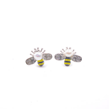 Floral Bee enamel Chain earing set