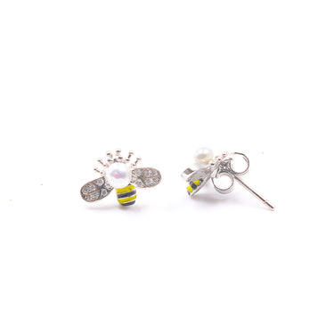 Floral Bee enamel Chain earing set