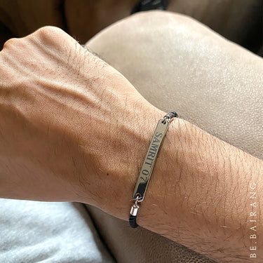 Personalized stainless steel Plate Macramé Bracelet