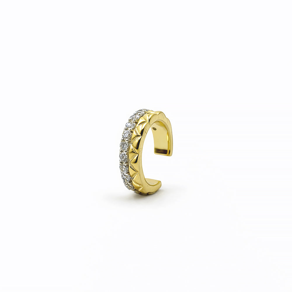 Gold Ear Cuff with CZ Stones in 925 Sterling Silver | Minimal Statement Ear Cuff