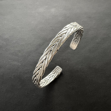 Woven Bali cuff bracelet in oxidixed 925 sterling silver