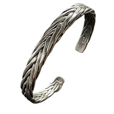 Woven Bali cuff bracelet in oxidixed 925 sterling silver