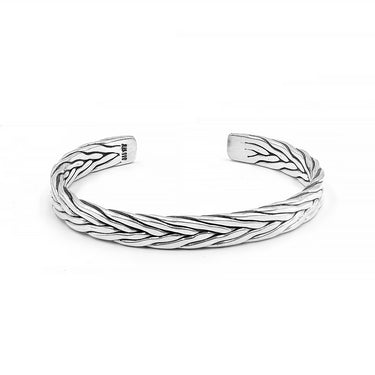 Woven Bali cuff bracelet in oxidixed 925 sterling silver