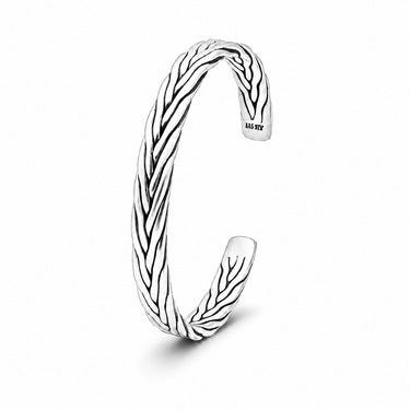 Woven Bali cuff bracelet in oxidixed 925 sterling silver