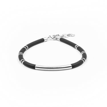 Strata- Minimal 925 sterling silver silicon rubber bracelet