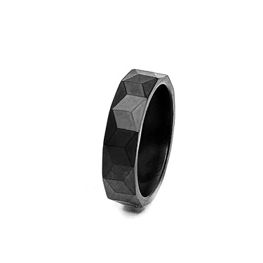 Matte Black Geometric Triangular Ring