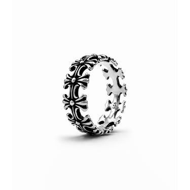 Vintage Gothic Cross Band Ring in 925 Sterling Silver