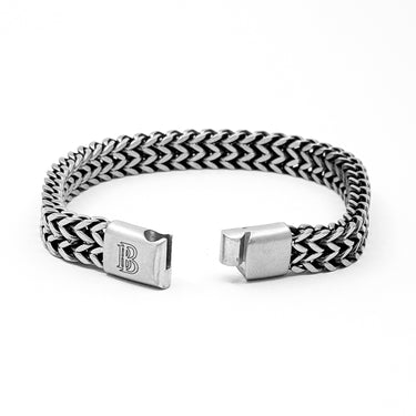 Men's Double Layer Flat Chain Bracelet in Oxidized finish