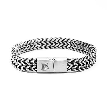 Men's Double Layer Flat Chain Bracelet in Oxidized finish