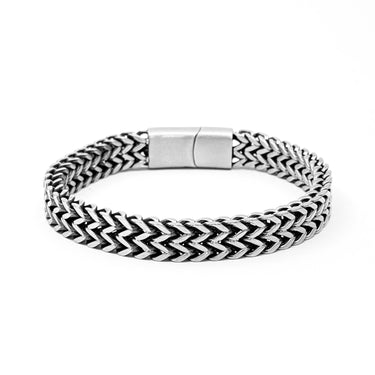 Men's Double Layer Flat Chain Bracelet in Oxidized finish