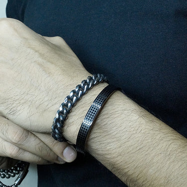 Men's Classic oxidized Cuban chain Bracelet (10mm)