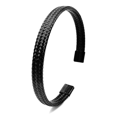Thin Weave patterned Cuff Black finish
