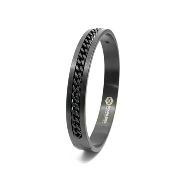Curb Black Stainless Steel Kada Bangle Bracelet Men