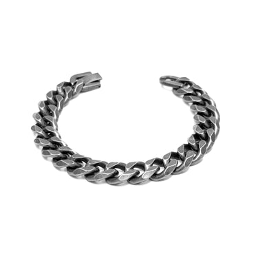 Men's Hammered Cuban Bracelet  in oxidzed finish