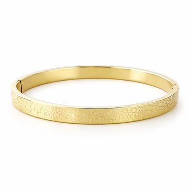 Textured Yellow Gold Stainless Steel Bangle Bracelet