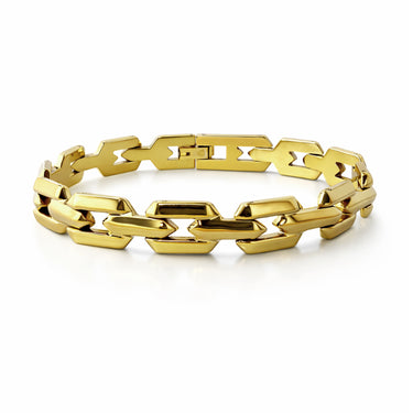 Bold Yellow Gold Stainless Steel Link Bracelet