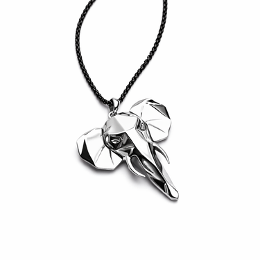 Faceted Elephant head Pendant with Gun metal chain
