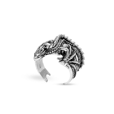 Drogon -  3D Dragon ring in sterling silver