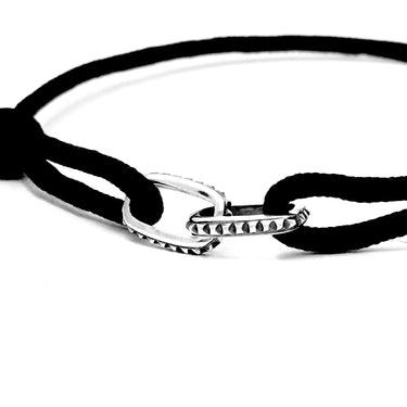 Fyre link Thread bracelet in oxidixed 925 sterling silver