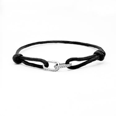 Fyre link Thread bracelet in oxidixed 925 sterling silver
