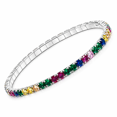 Stretchable Tennis bracelet in Rainbow diamond
