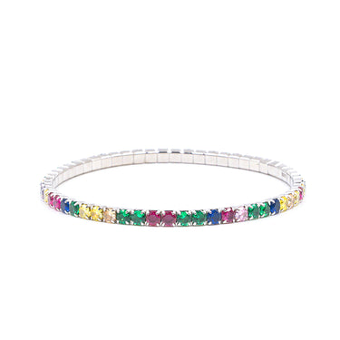 Stretchable Tennis bracelet in Rainbow diamond
