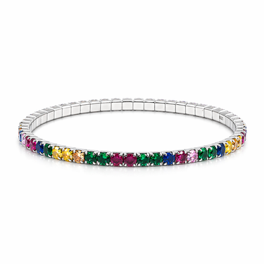 Stretchable Tennis bracelet in Rainbow diamond