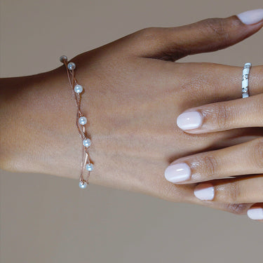 Multi layer Classic Pearl Bracelet in Rose gold finish