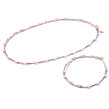Multi layer Classic Pearl Bracelet in Rose gold finish