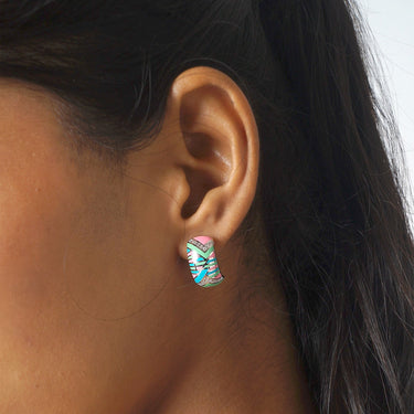 Brunch Enamel Diamond High top Earrrings
