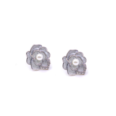 Floral Pearl enamel top Earirngs