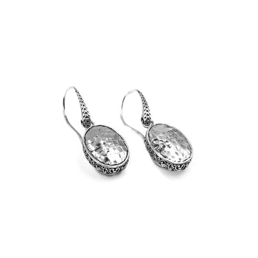 Hammered Oval Drop Earrings