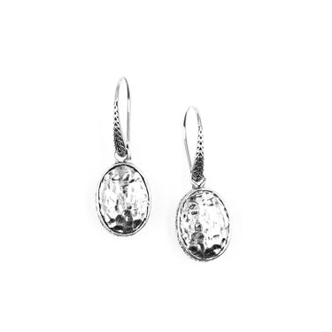 Hammered Oval Drop Earrings