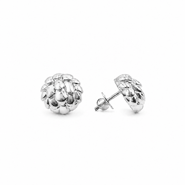 Drakon Stud Earrings in 925 Sterling Silver | Bold Round High-Top Earrings