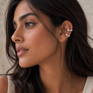 Pyramid Ear Cuff In oxidized finish