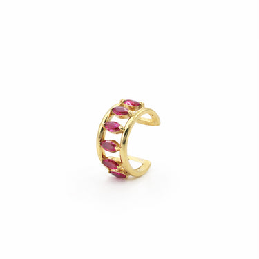 Marquise diamond Minimal Ear Cuff with-Red stone