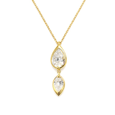 Niva - Pear diamond Pendant Necklace in 925 Sterling Silver