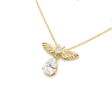 Bee Pendant Necklace in 925 Sterling Silver with CZ