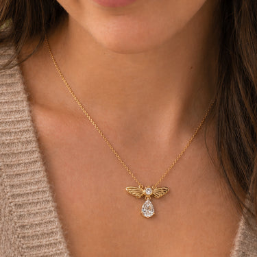 Bee Pendant Necklace in 925 Sterling Silver with CZ