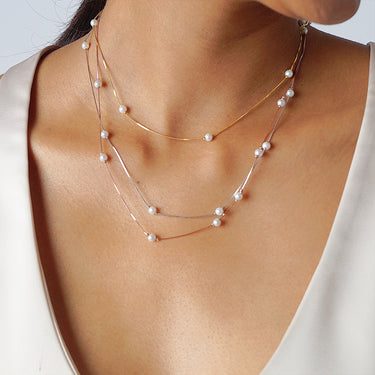Multi layer Classic Pearl pedant in 3 tone finish