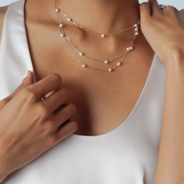 Multi layer Classic Pearl pedant in 3 tone finish
