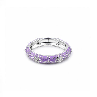 Floral diamond band in Purple enamel